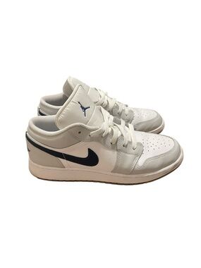 Jordan Low-Top Sneakers in White with Navy Swoosh